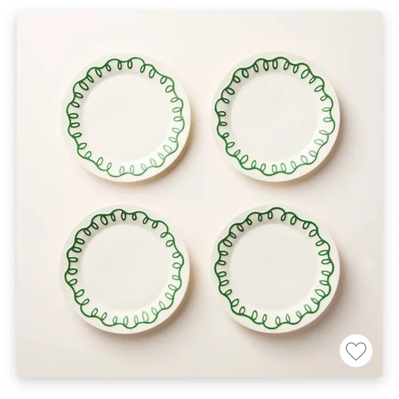Kate Spade New York x Target White & Green ceramic Cake stand & plates set - Picture 3 of 7